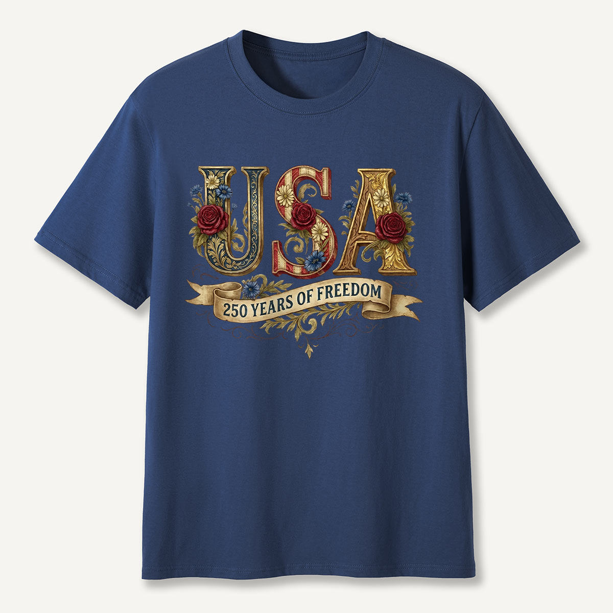 USA 250 Years of Freedom Floral T-Shirt