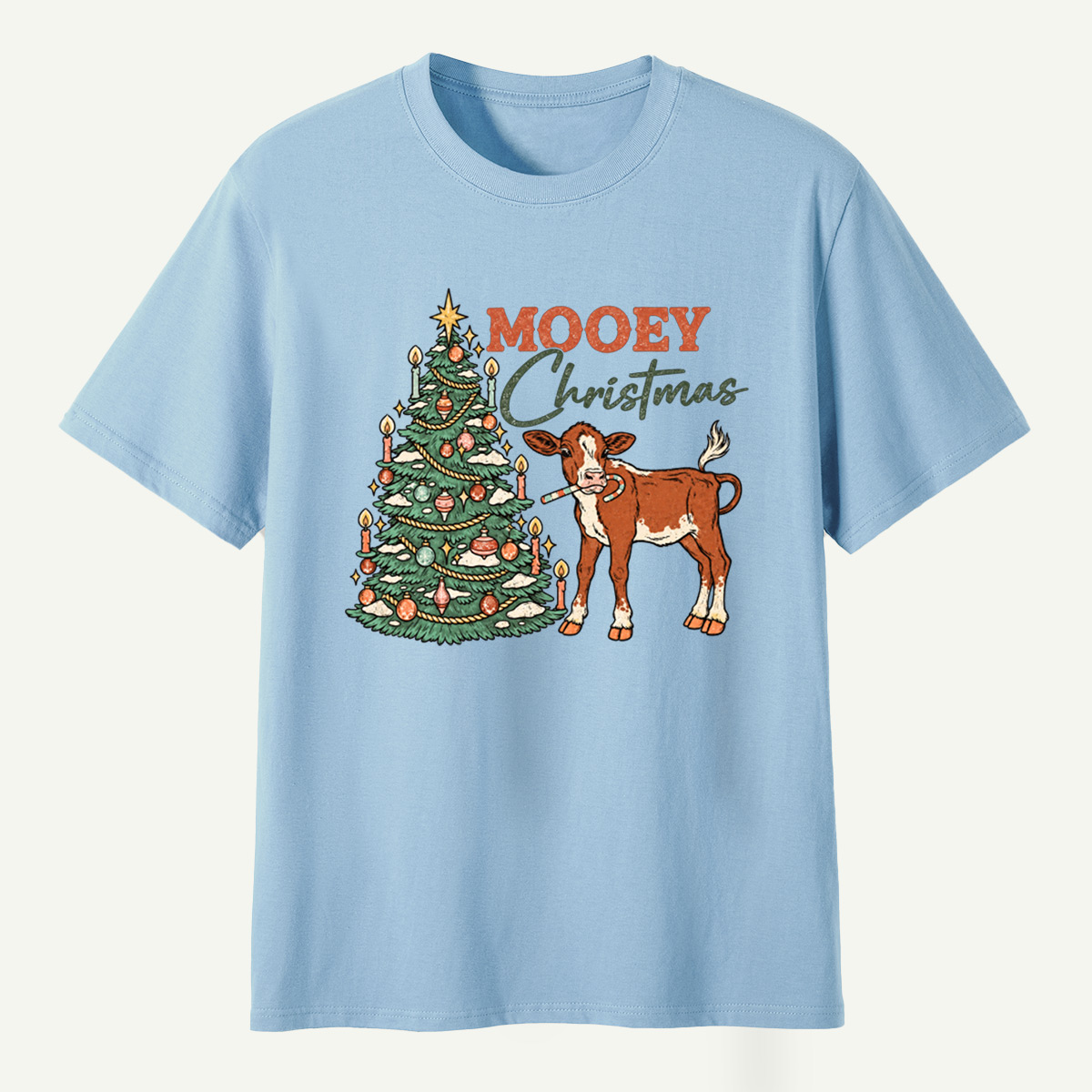 MOOEY Christmas Cow Holiday Scene T-Shirt