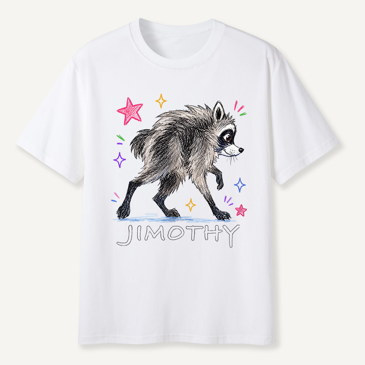 Jimothy Colorful Stars Playful Raccoon  T-Shirt
