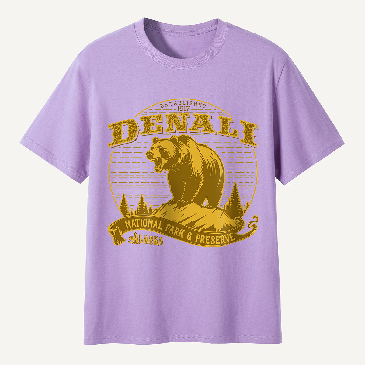 Denali National Park Bear Alaska Badge T-Shirt