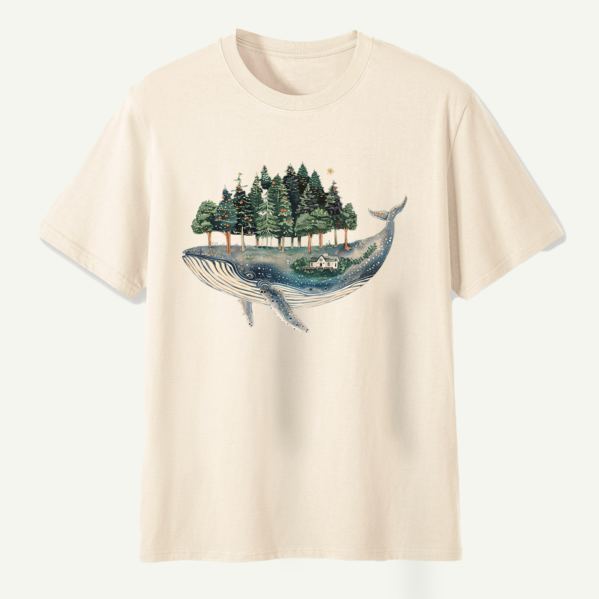 Whale Carrying A Moonlit Forest T-Shirt
