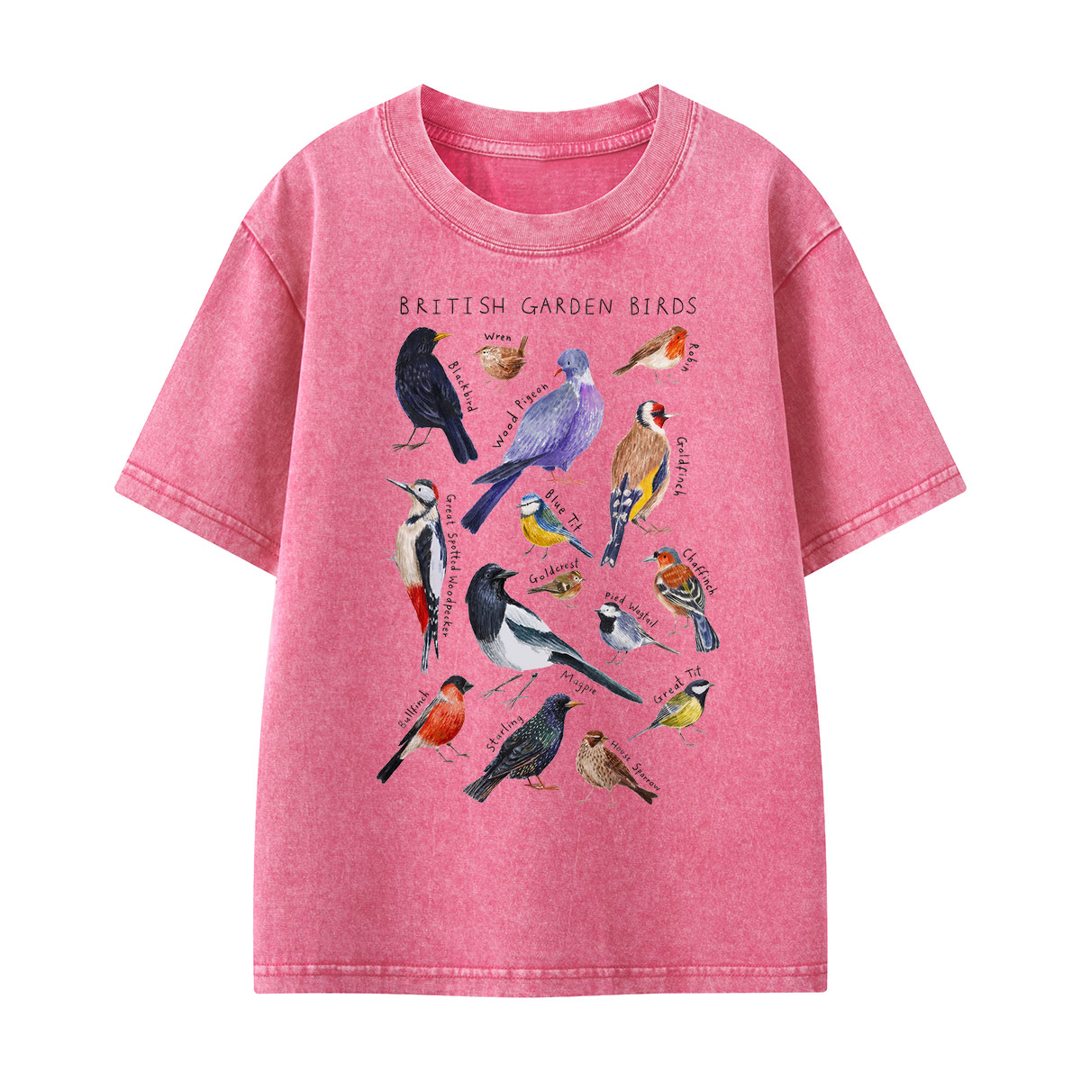 Botanical Garden Birds Wildlife Birdwatching Kids Washed T-Shirt