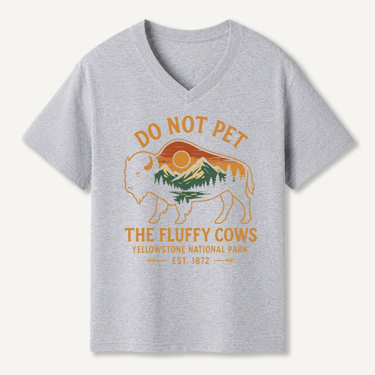 Do Not Pet The Fluffy Cows Buffalo Yellowstone National V-neck T-Shirt