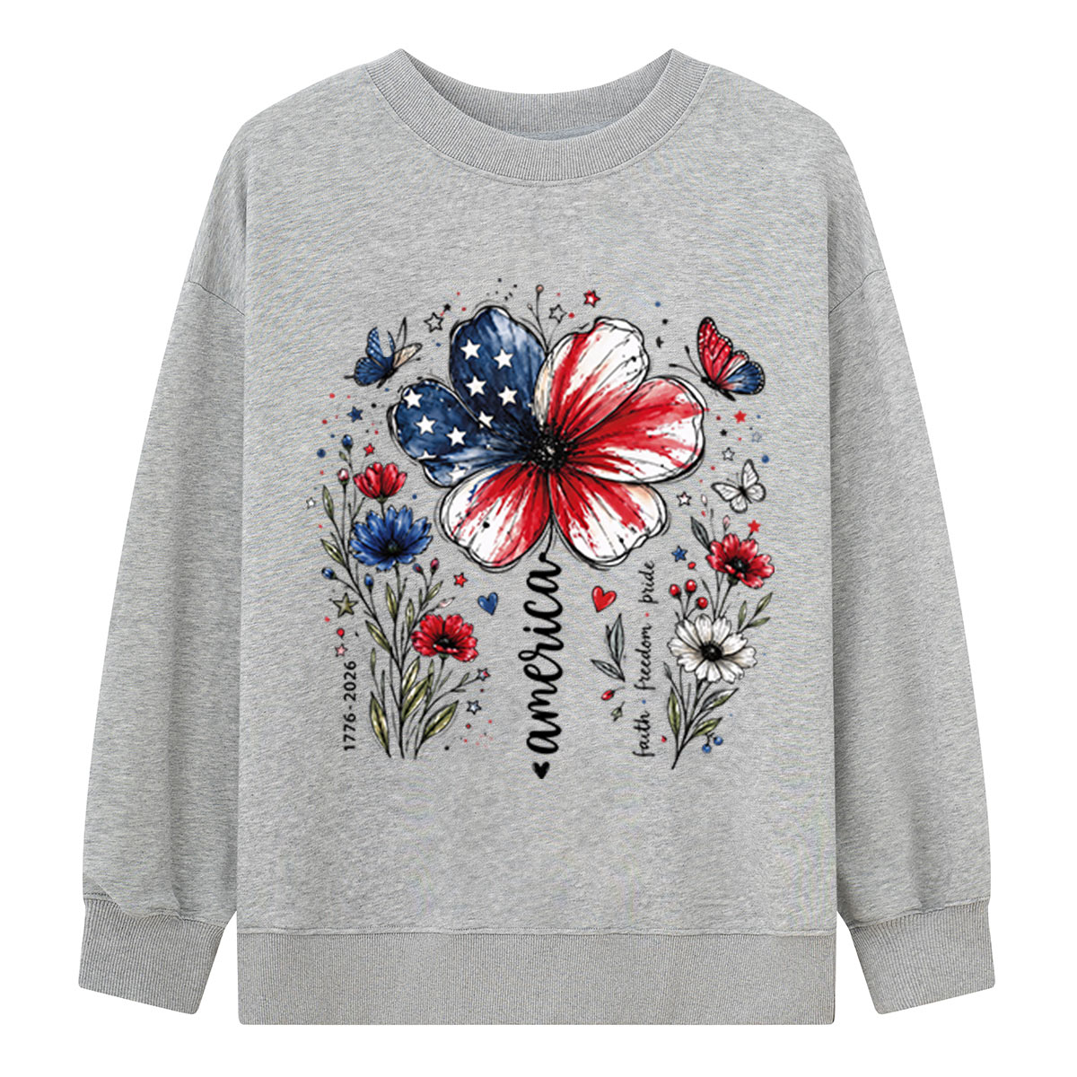 USA 250th Anniversary Floral Sweatshirts