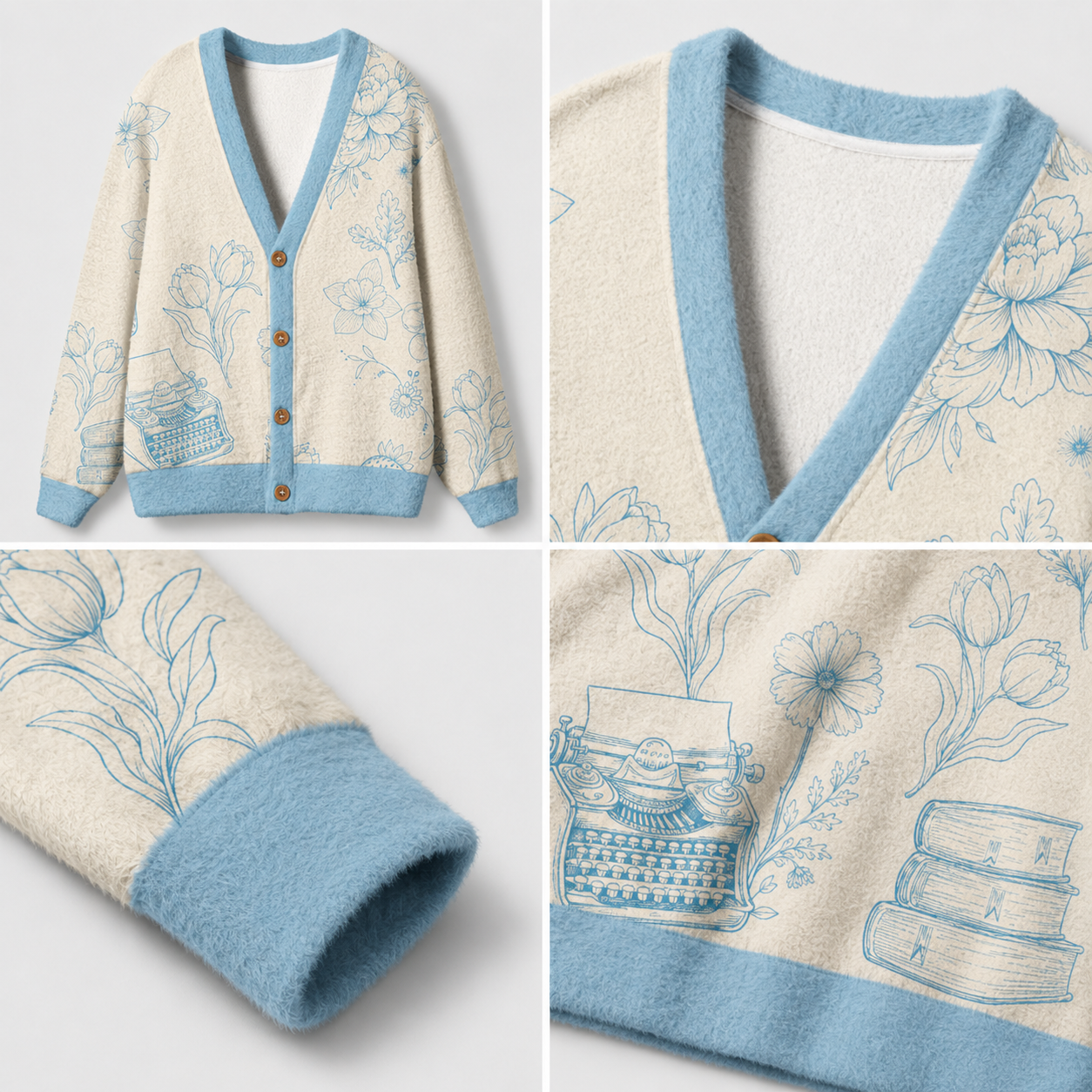 Petals, Pages & Typewriter Days Ugly Cardigan Sweaters