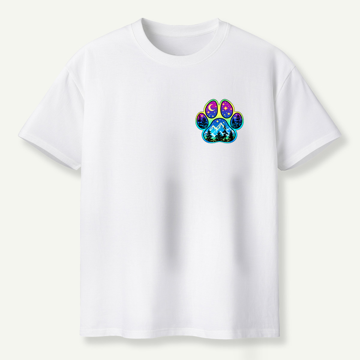 Celestial Mountain Forest Paw Print T-Shirt