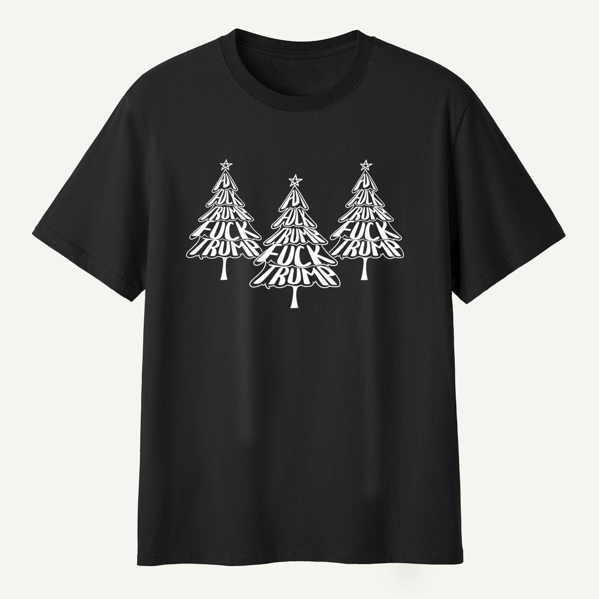 Fuck Trump Christmas Tree Typography T-Shirt
