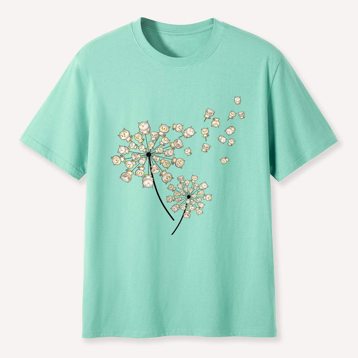 Owl Blossom Tree Dandelion Style T-Shirt