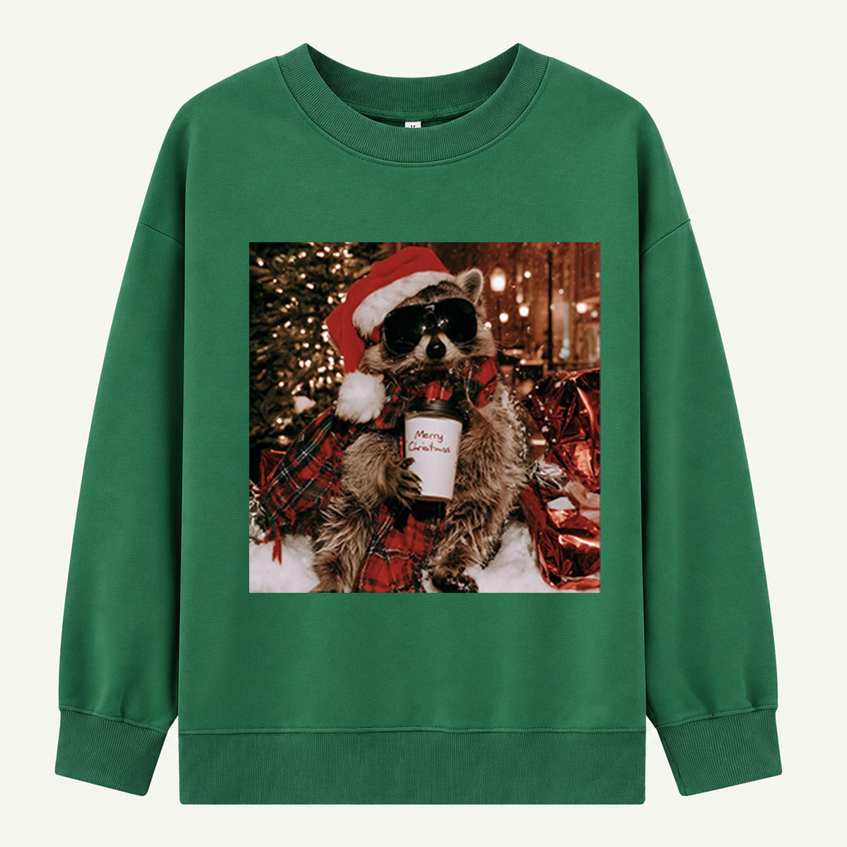 Merry Christmas Cool Raccoon With Holiday Coffee Sweatshirts
