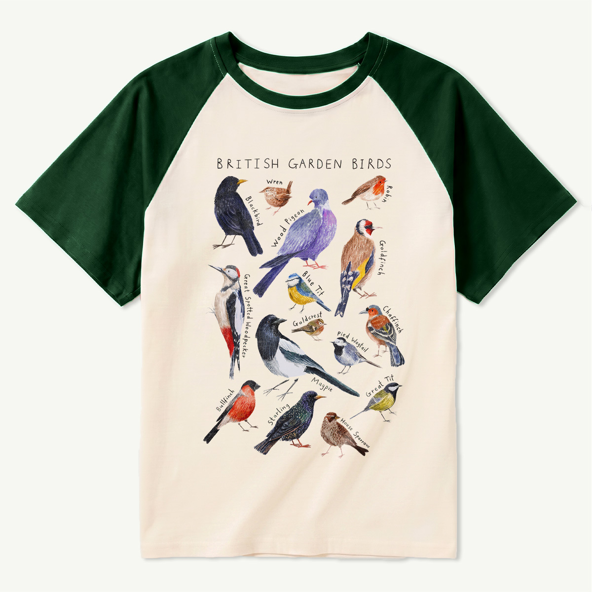 Botanical Garden Birds Wildlife Birdwatching Raglan T-Shirt