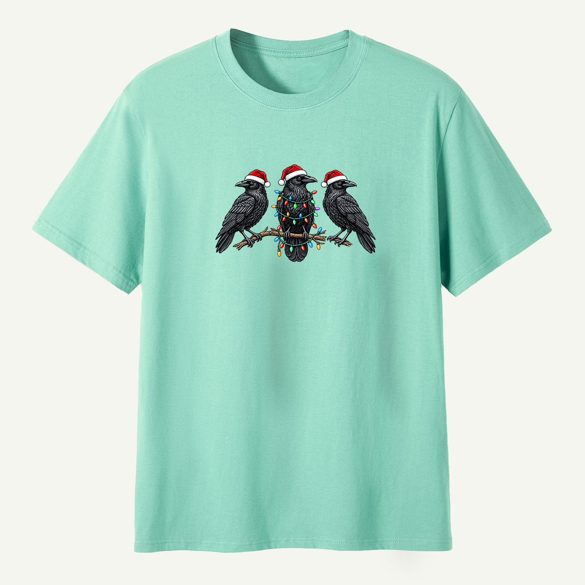 Christmas Ravens With Holiday Lights T-Shirt