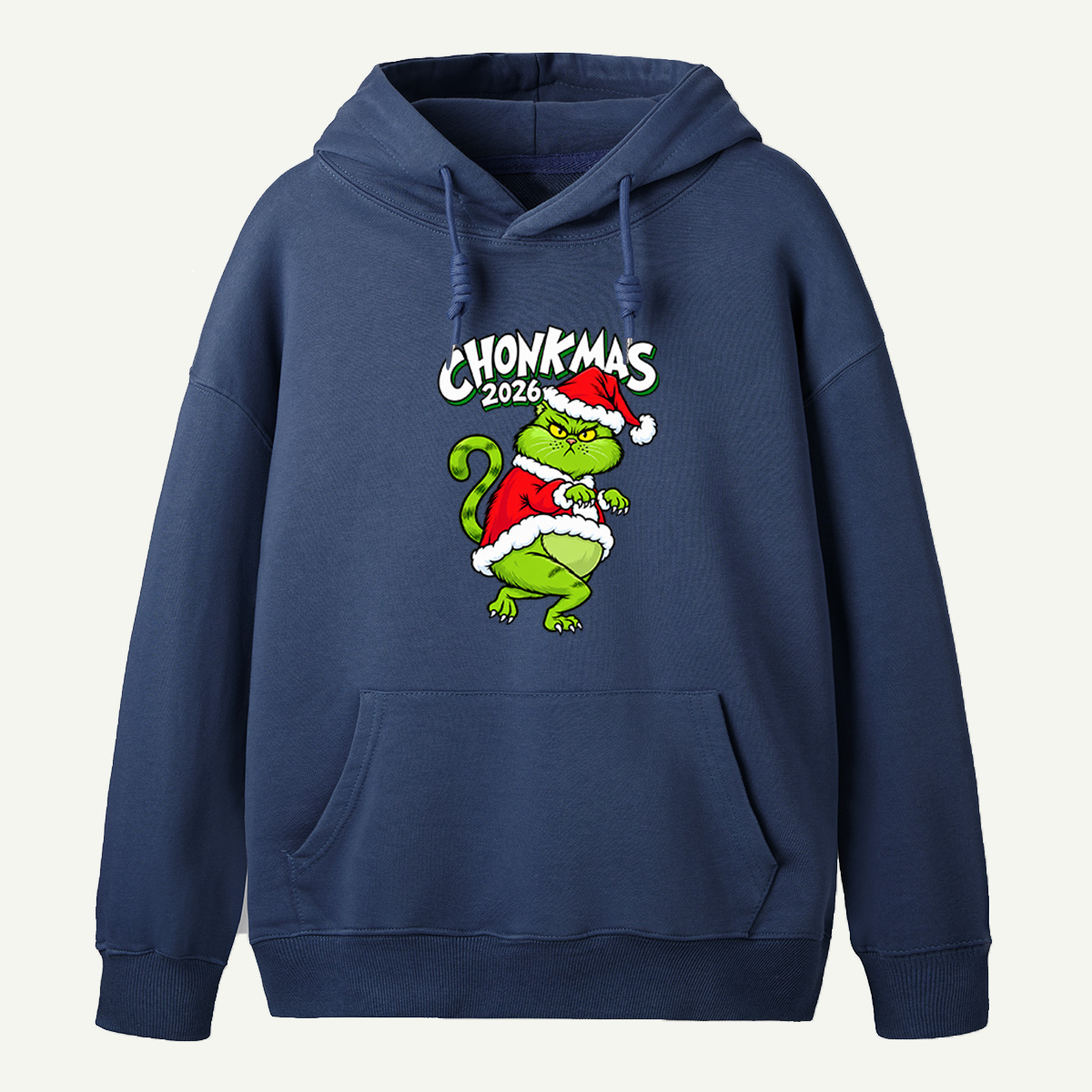 Chonkmas 2026 Chubby Green Christmas Creature In Santa Outfit Hoodie