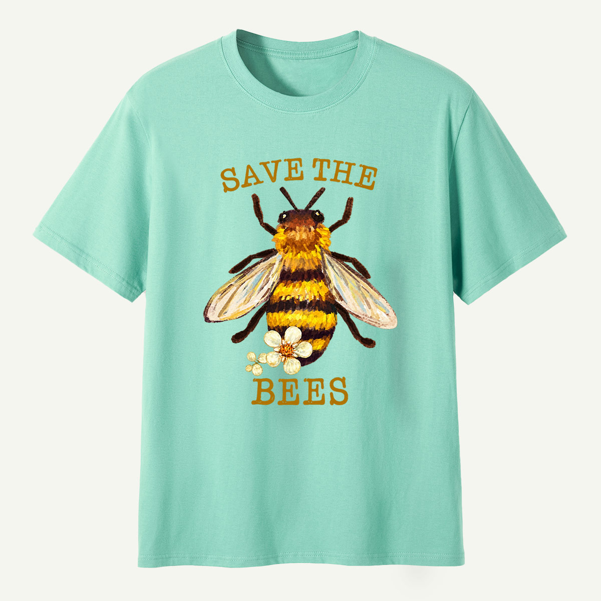 Save The Bees Watercolor Bee Floral Illustration T-Shirt