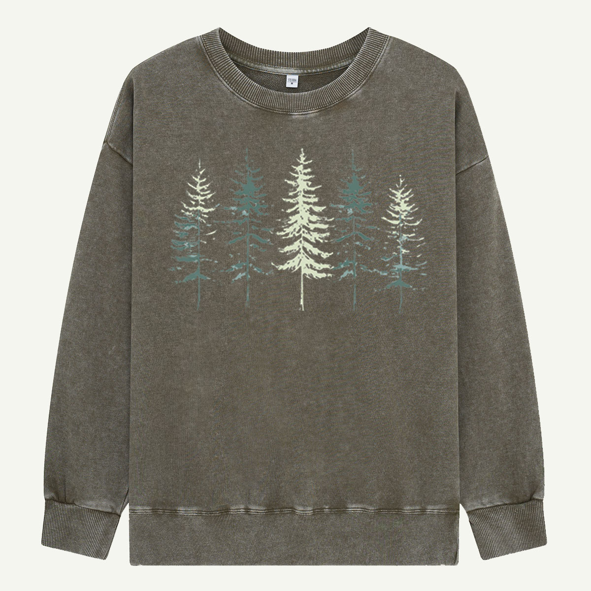 Minimal Pine Forest Silhouette Washed Sweatshirts