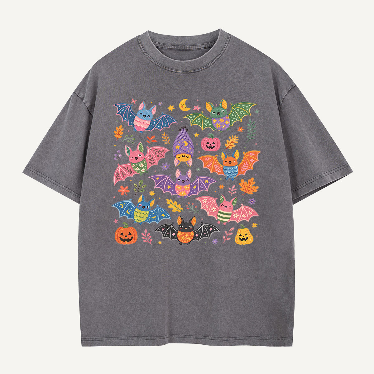 Bats at the Pumpkin Party Washed T-Shirt