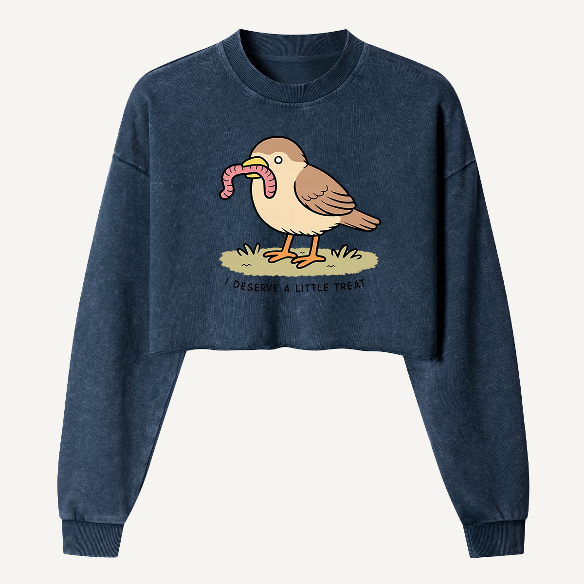I Guess Im A Little Early Bird Women's Washed Cropped Sweatshirt