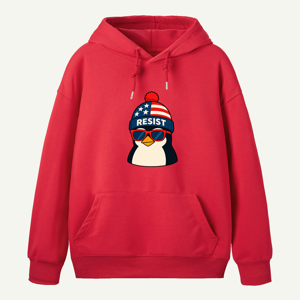 Resist Penguin Wearing American Flag Winter Beanie And Sunglasses Hoodie