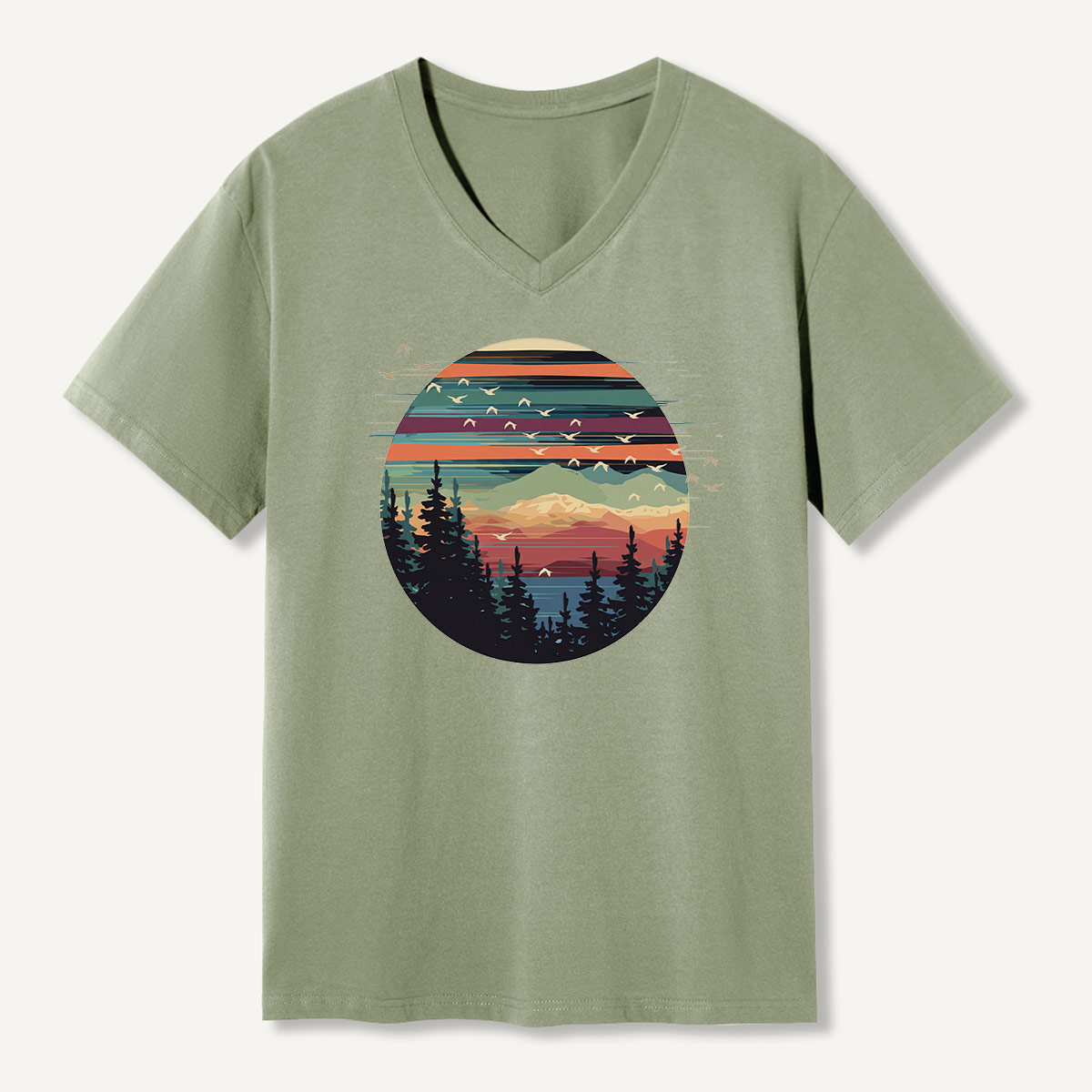 Penguin Sunset Mountain Escape V-neck T-Shirt