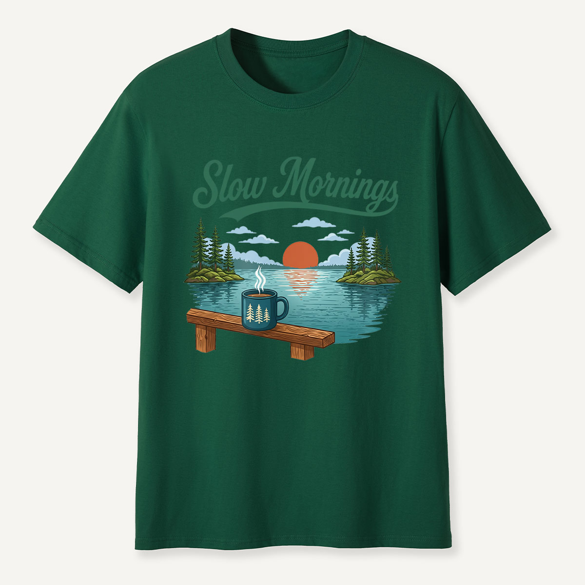 Slow Mornings Lake Coffee T-Shirt