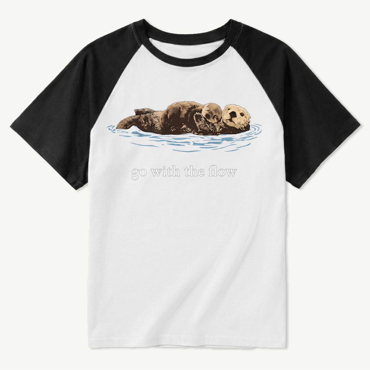 Go With The Flow Sea Otter Wildlife Nature Raglan T-Shirt