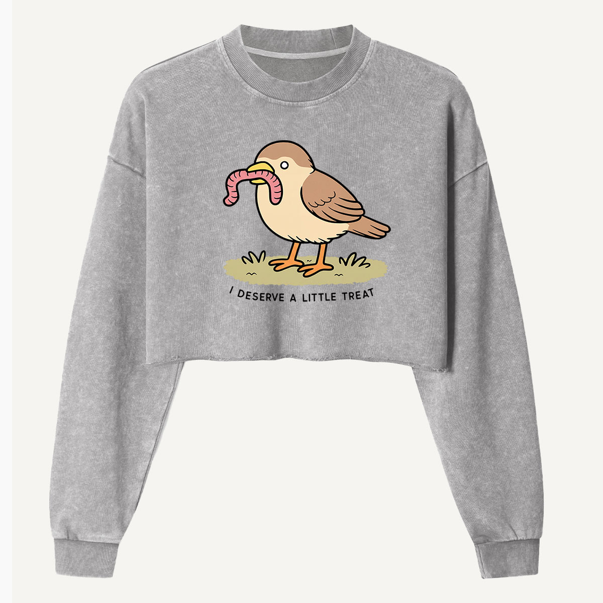 I Guess Im A Little Early Bird Women's Washed Cropped Sweatshirt