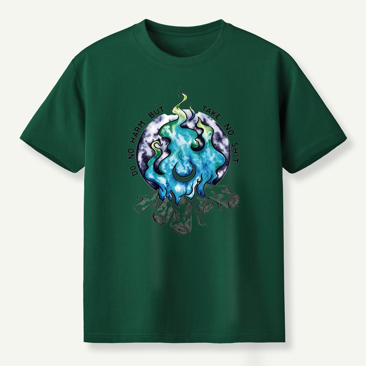 Do No Harm But Take No Shit Moon Flame Campfire T-Shirt