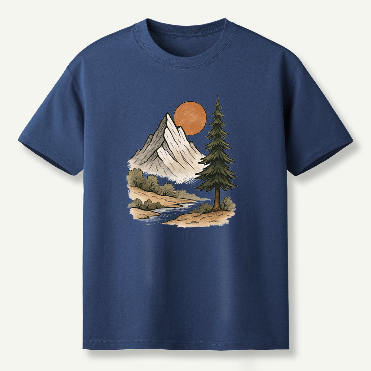 Mountain Sunset Pine River Landscape T-Shirt