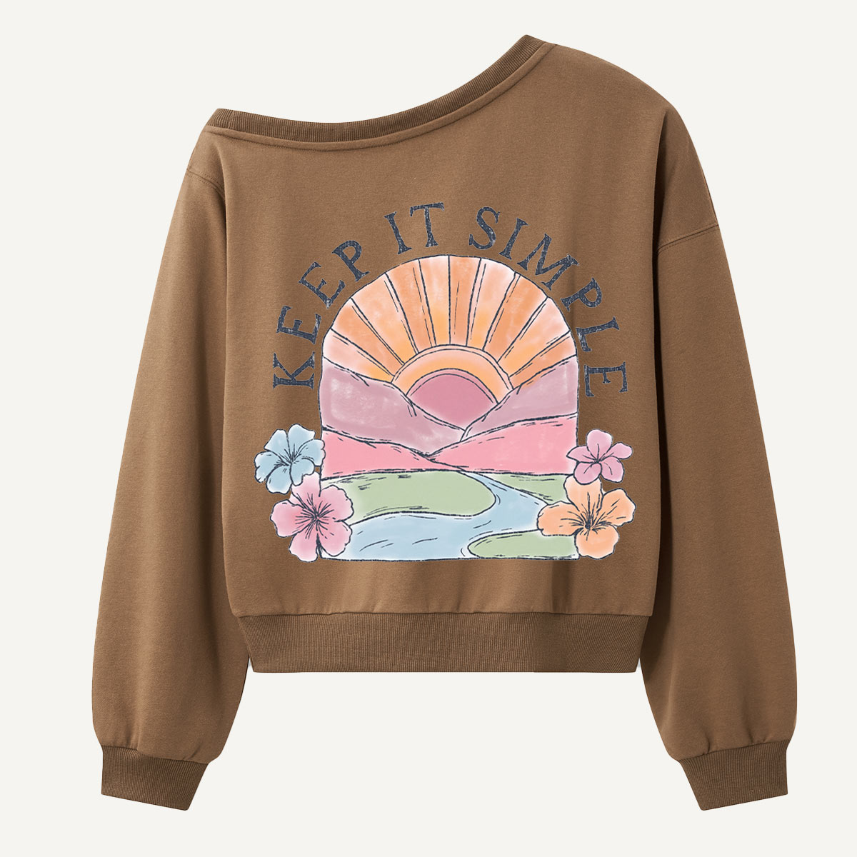 Keep It Simple Retro Sunrise Women Off Shoulder Sweatshirt
