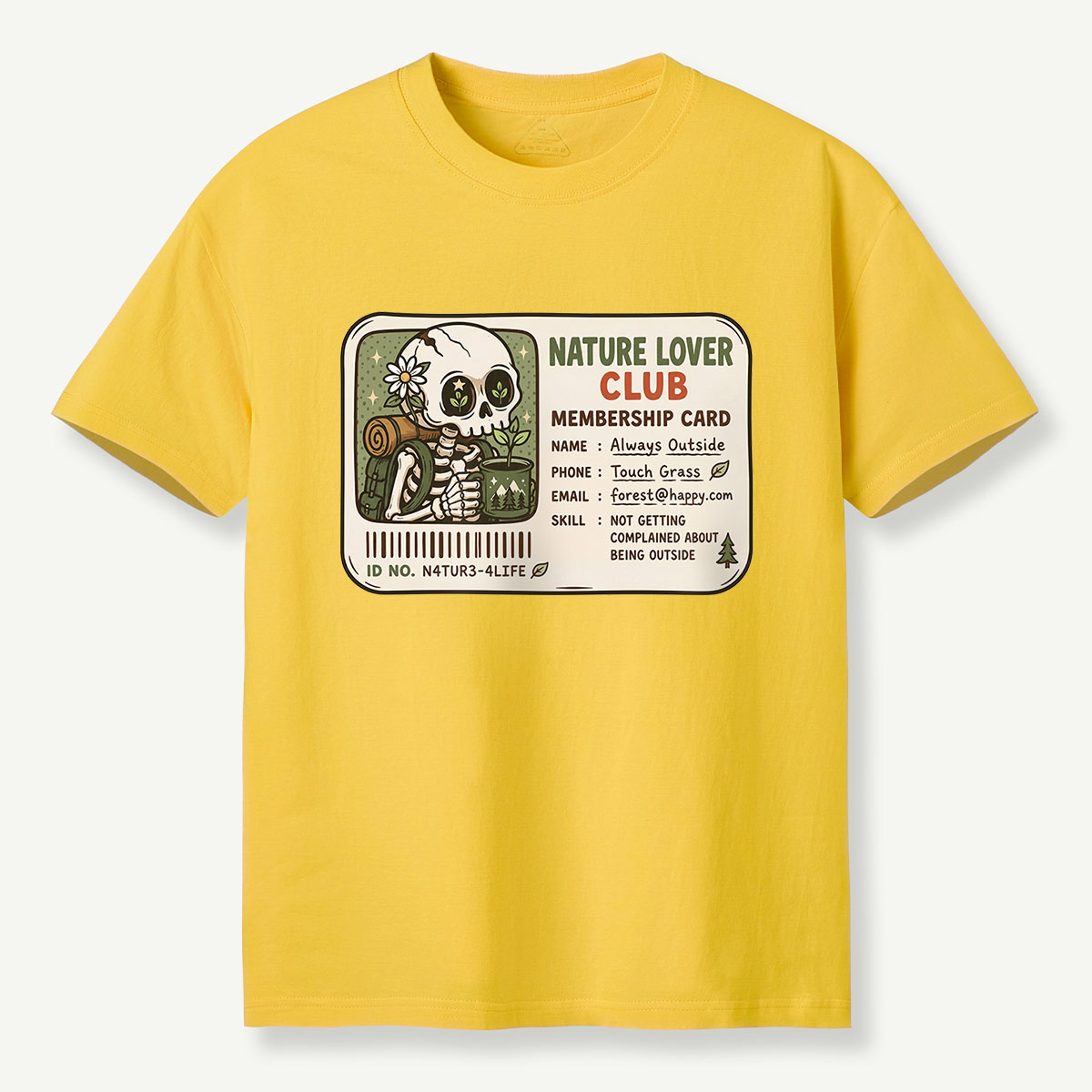 Nature Lover Club Skeleton Membership Card T-Shirt