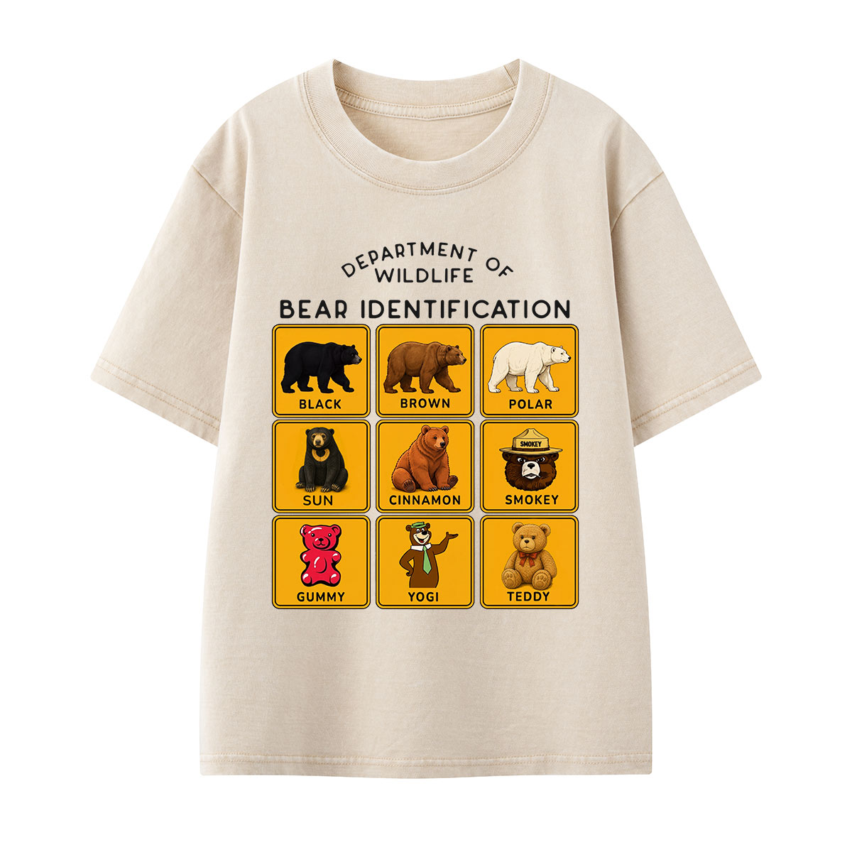 Department of Wildlife Bear Identification Kids Washed T-Shirt