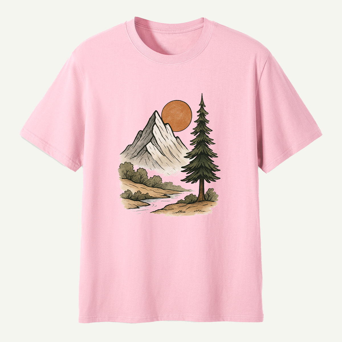 Mountain Sunset Pine River Landscape T-Shirt