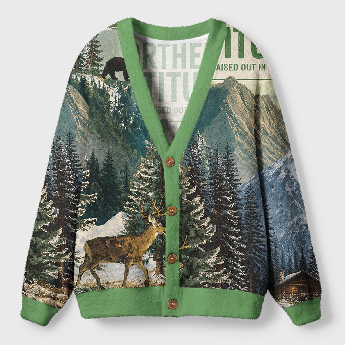 Woodland Deer Winter Forest Ugly Cardigan Sweaters