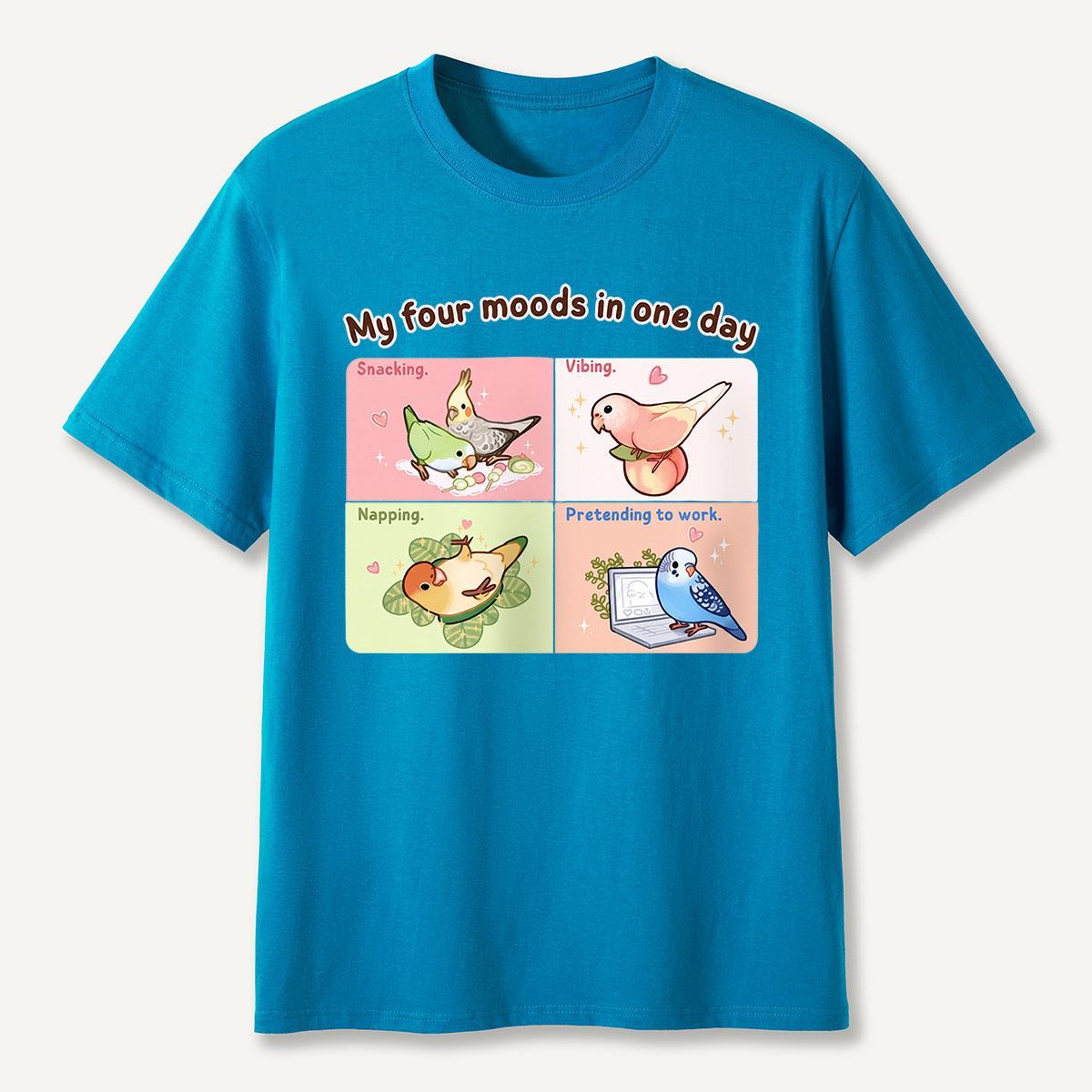My Four Moods in One Day Cute Bird Cartoon T-Shirt
