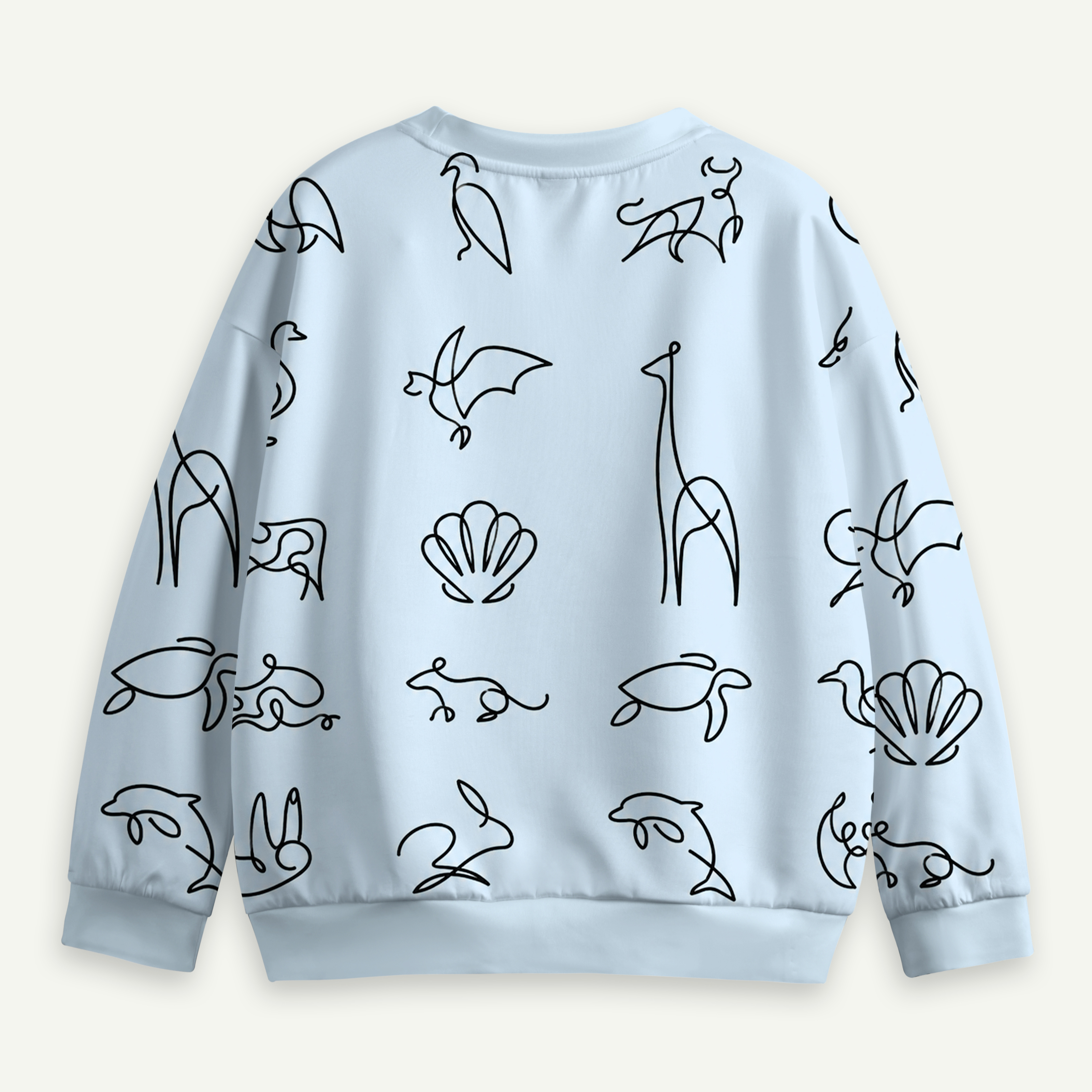 Animal Yoga Pose Line Guide Blue Kids All-over Printed Sweatshirt