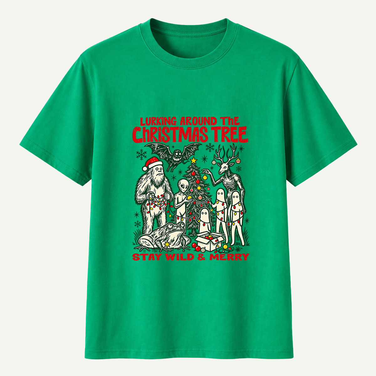 Lurking Around The Christmas Tree Stay Wild And Merry T-Shirt