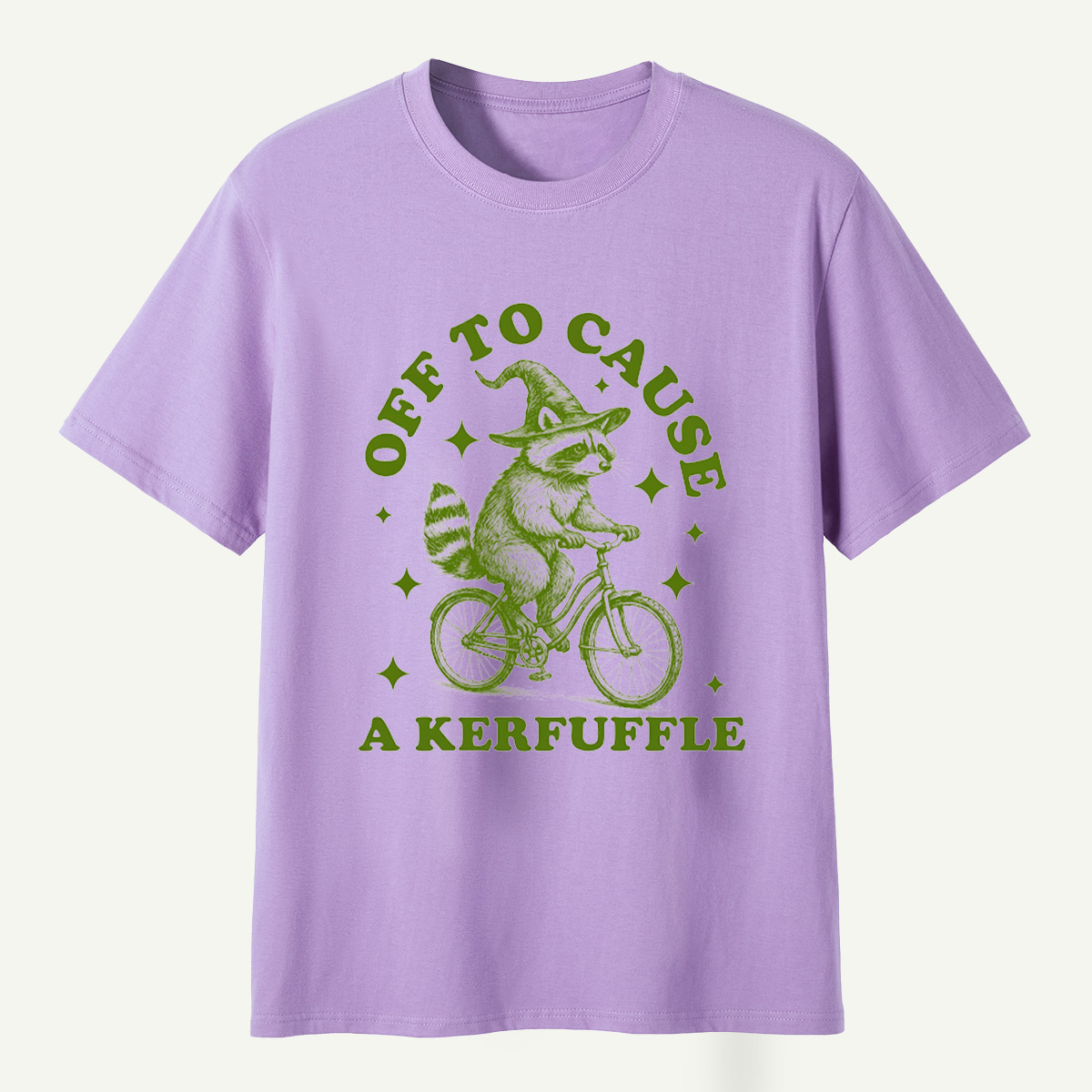 Off To Cause A Kerfuffle Raccoon Witch Bicycle T-Shirt
