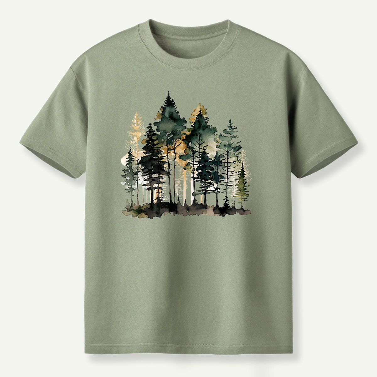 Watercolor Pine Forest Landscape T-Shirt