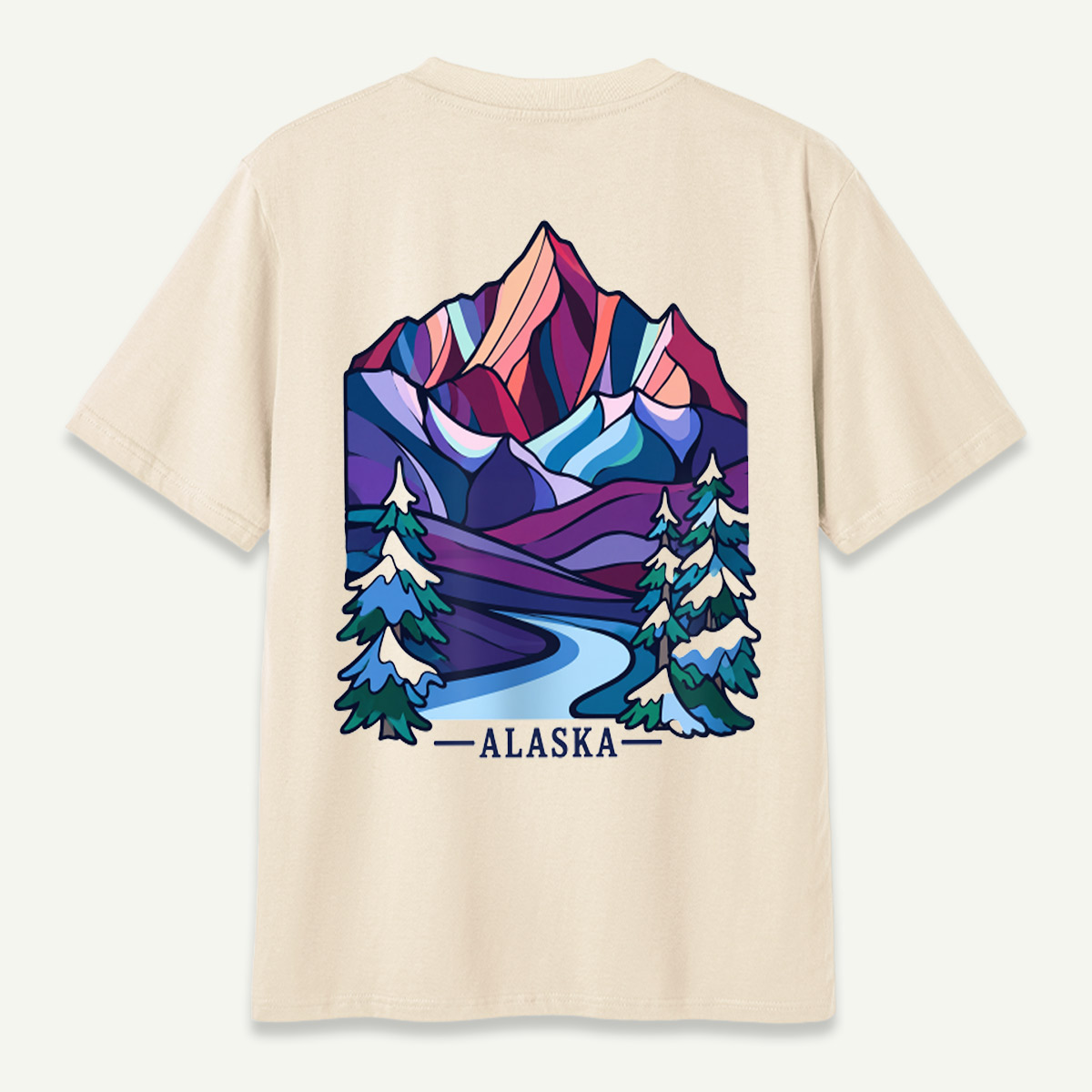 Alaska Abstract Mountain Winter Landscape T-Shirt