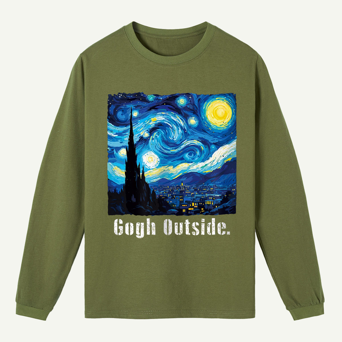 Swirl Night Sky Gogh Outside  Long Sleeve T-Shirt