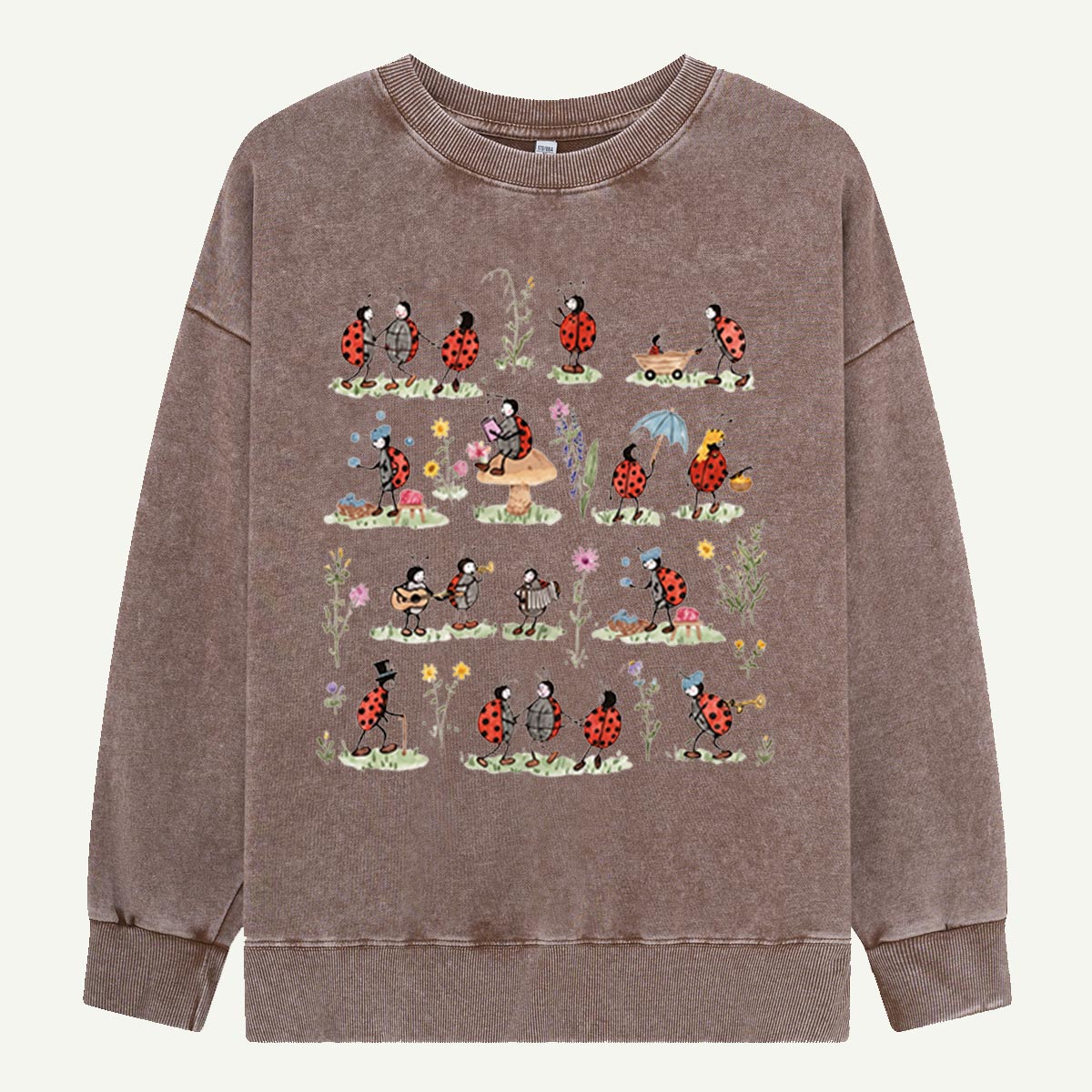 Ladybug and Flower Tee Washed Sweatshirts