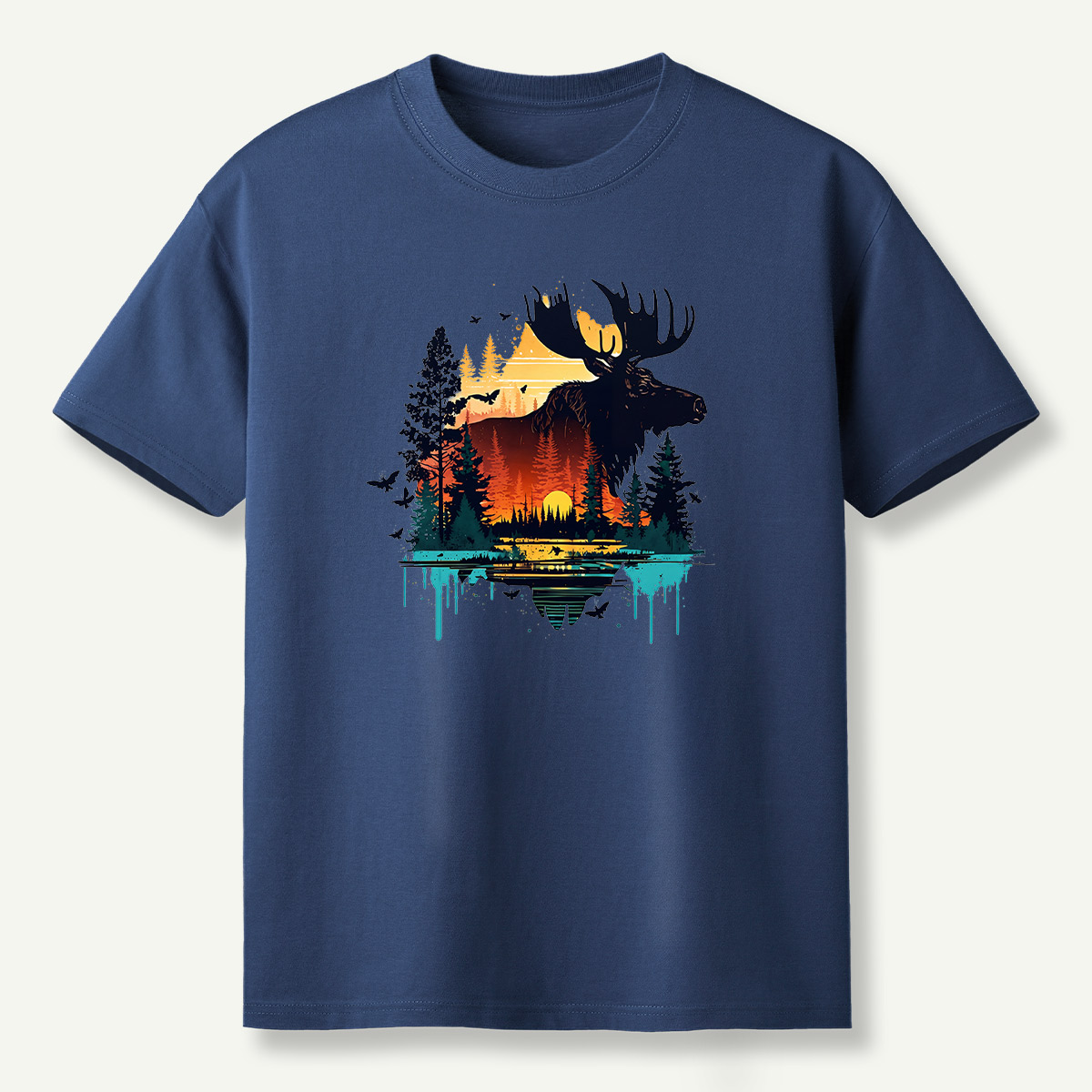 Moose Sunset Forestscape T-Shirt