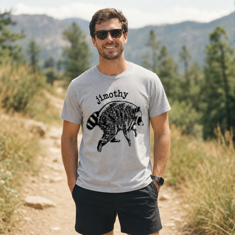 Jimothy Classic Black Line Raccoon T-Shirt
