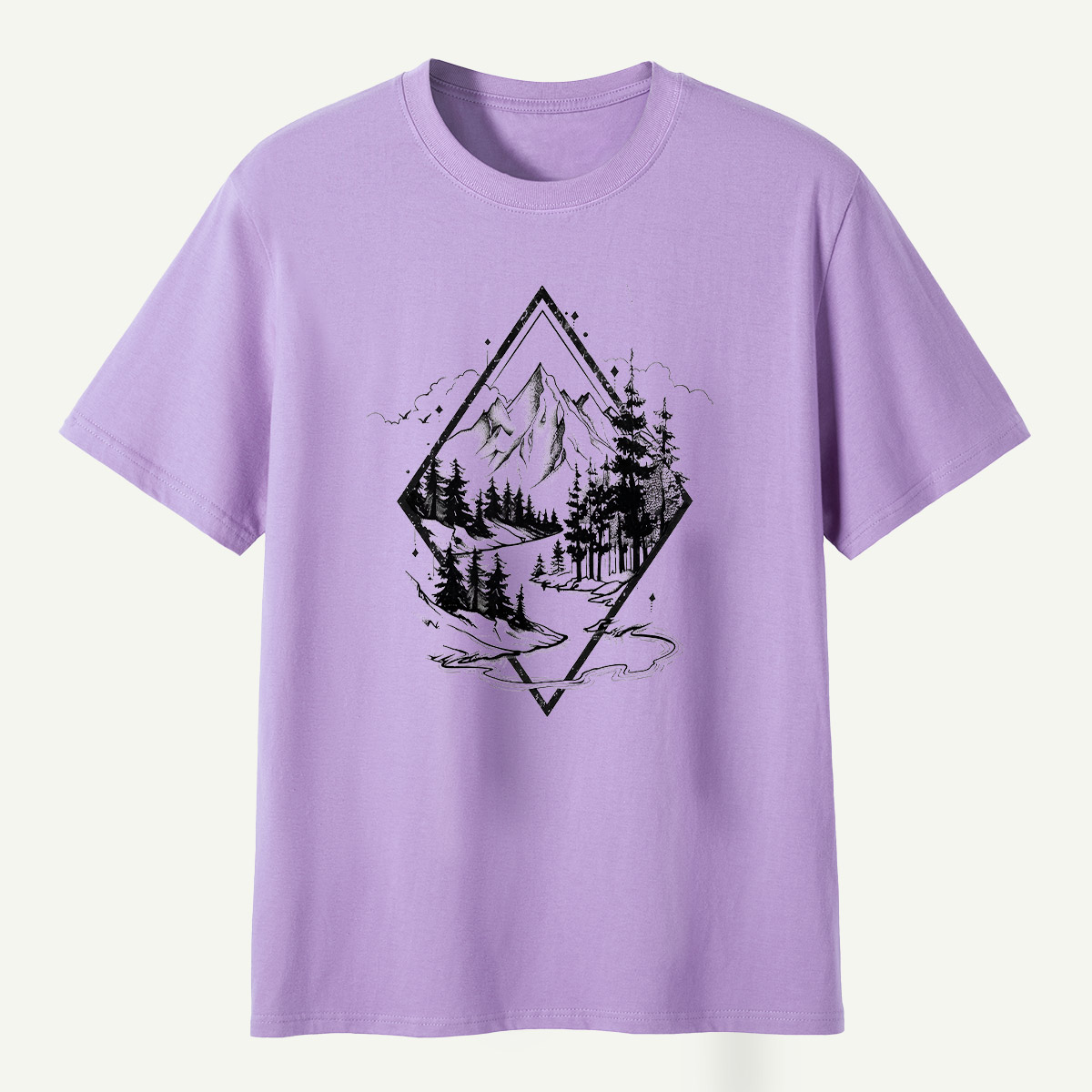Mountain Forest Diamond Landscape T-Shirt