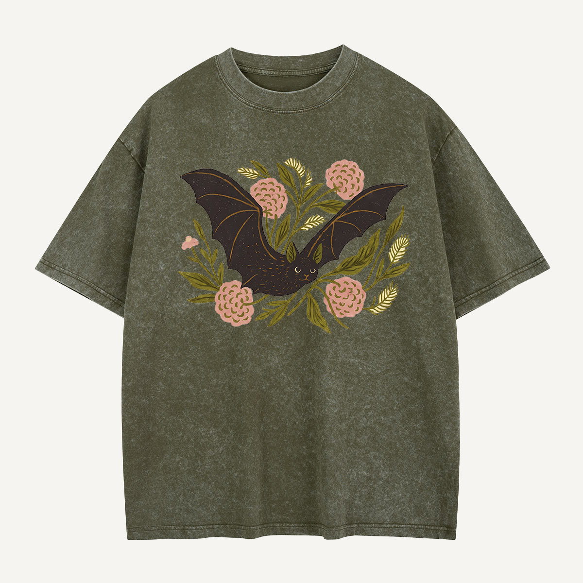 Bat in Bloom Washed T-Shirt