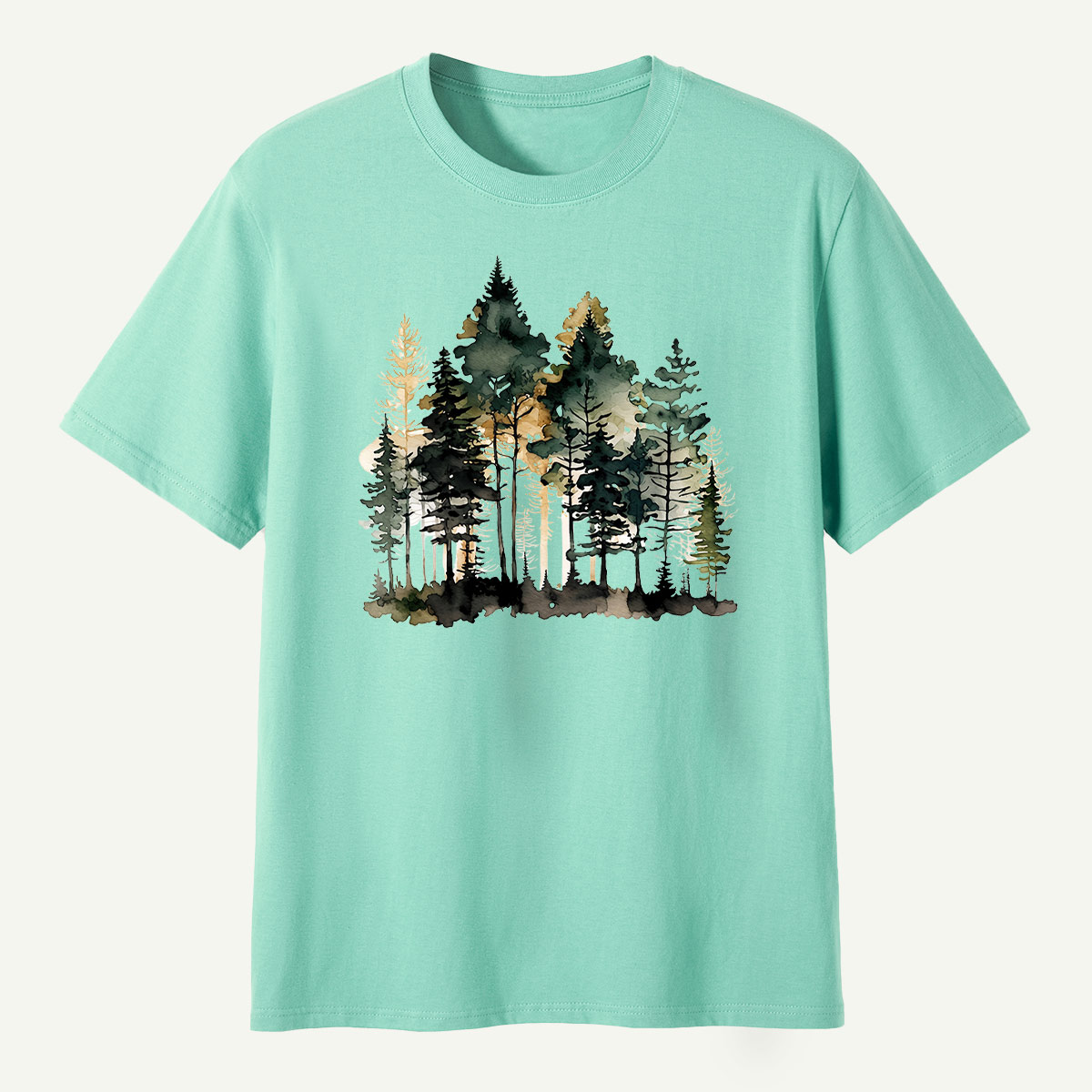 Watercolor Pine Forest Landscape T-Shirt