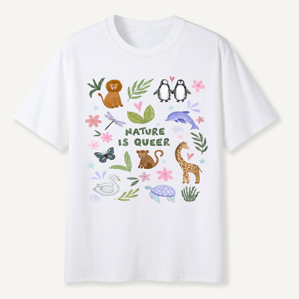 Nature Is Queer Cute Animals Pride T-Shirt