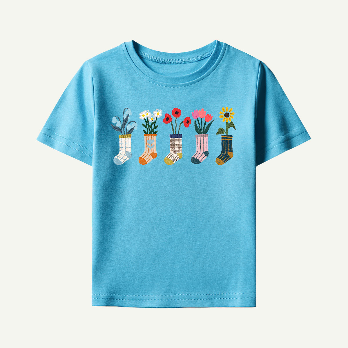 Sock Flower Garden Mint Kids T-Shirt