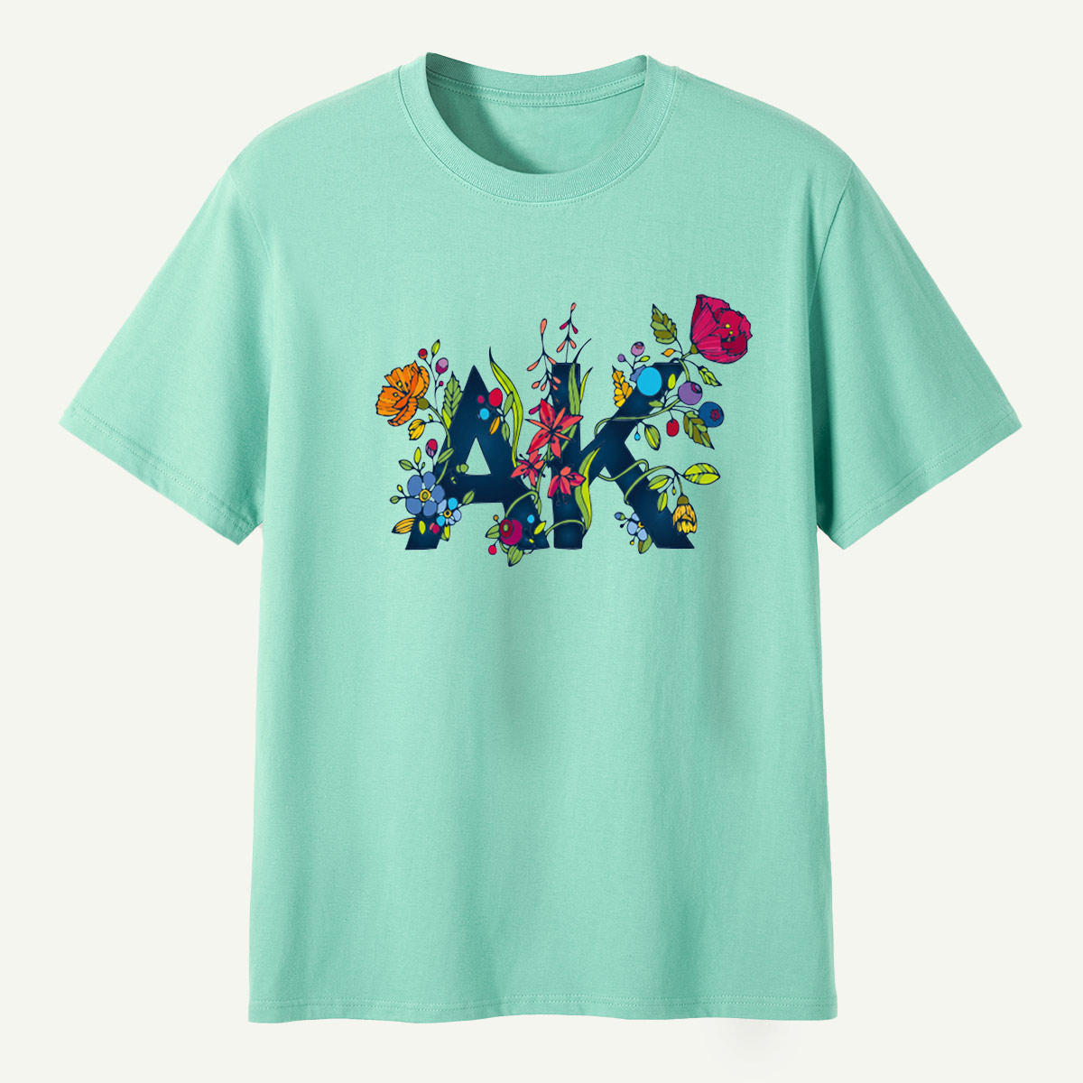 Floral Letter M Wildflower Botanical Collage T-Shirt