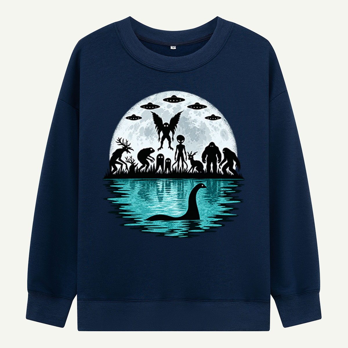 Moonlit Cryptid Lake Gathering Sweatshirts