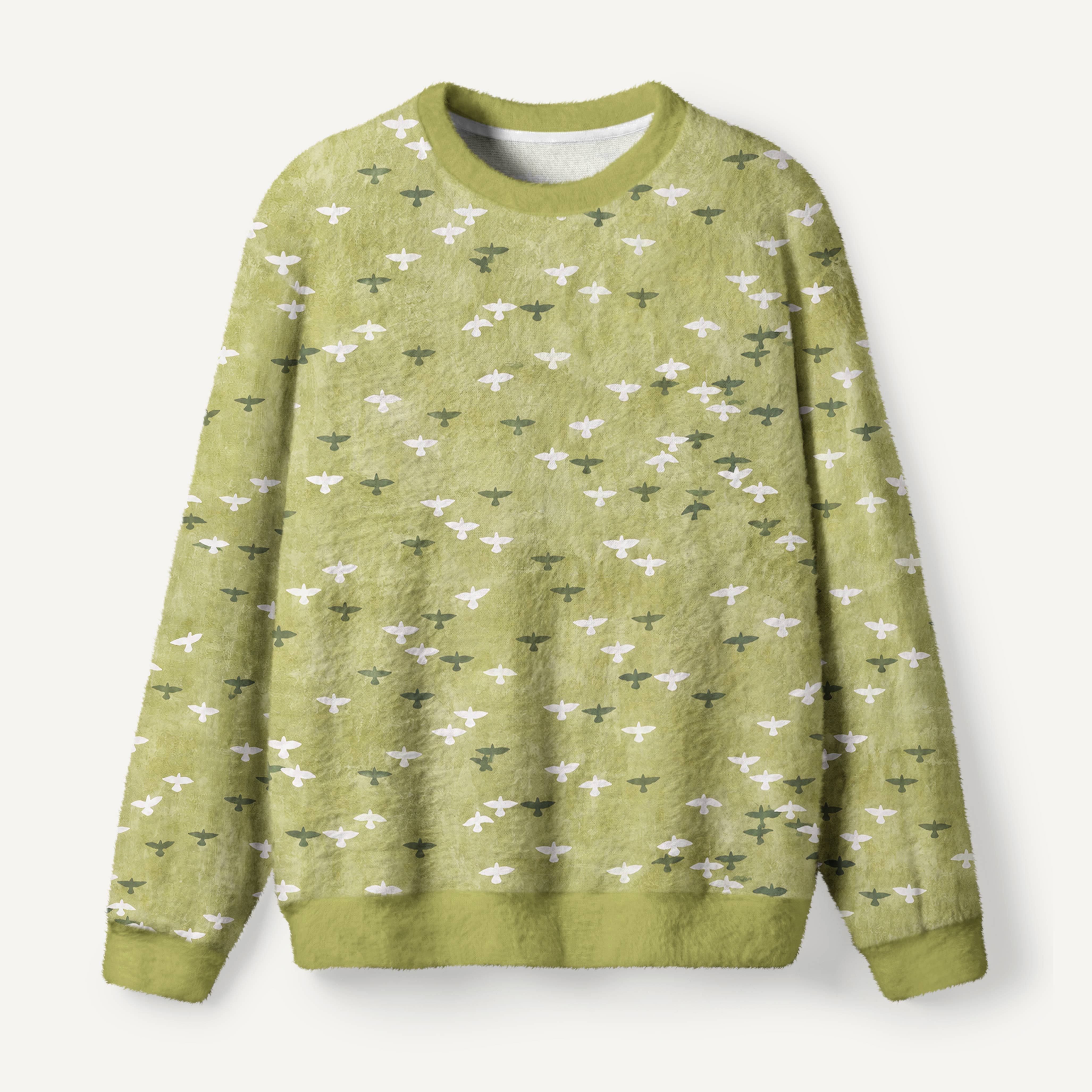 Terracotta Wild Mushrooms Botanical Line Art Pattern Ugly Fuzzy Fleece Sweatshirt
